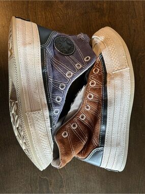 Converse Men's Two-Tone Canvas High-Top Blue & Brown Mens Sz 4 Womens Sz 6